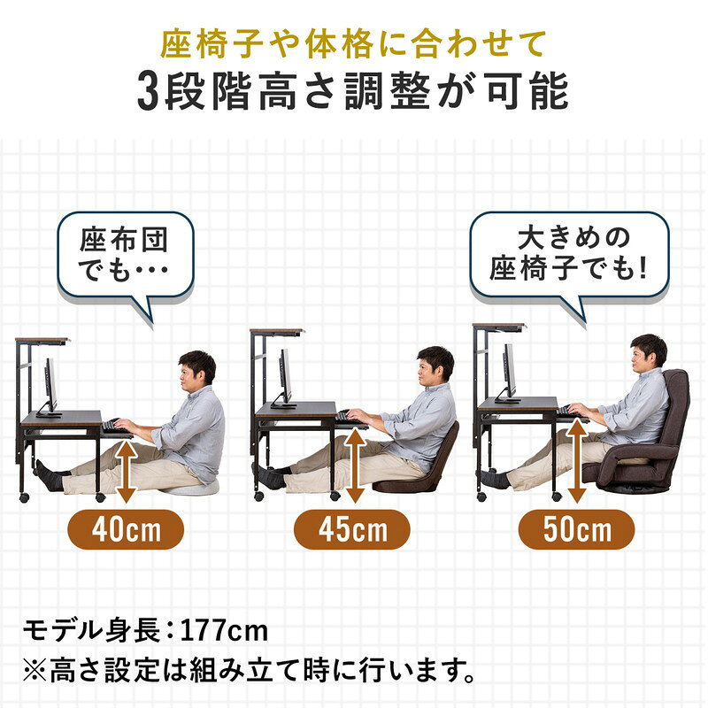 楽天市場】ローデスク パソコンデスク ロータイプ 座デスク 高さ調整