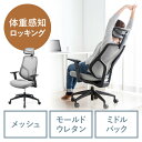 メッシュチェア 体重感知式ロッキング ミドルバック ヘッドレスト 可動式アームレスト モールドウレタン座面 グレー EZ15-SNCM032GY