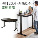 昇降デスク 電動式 引き出し付き スタンディングデスク 幅120cm 奥行60cm 高さメモリー機能 充電用USBポート付き 濃いブラウン EZ1-ERD039...