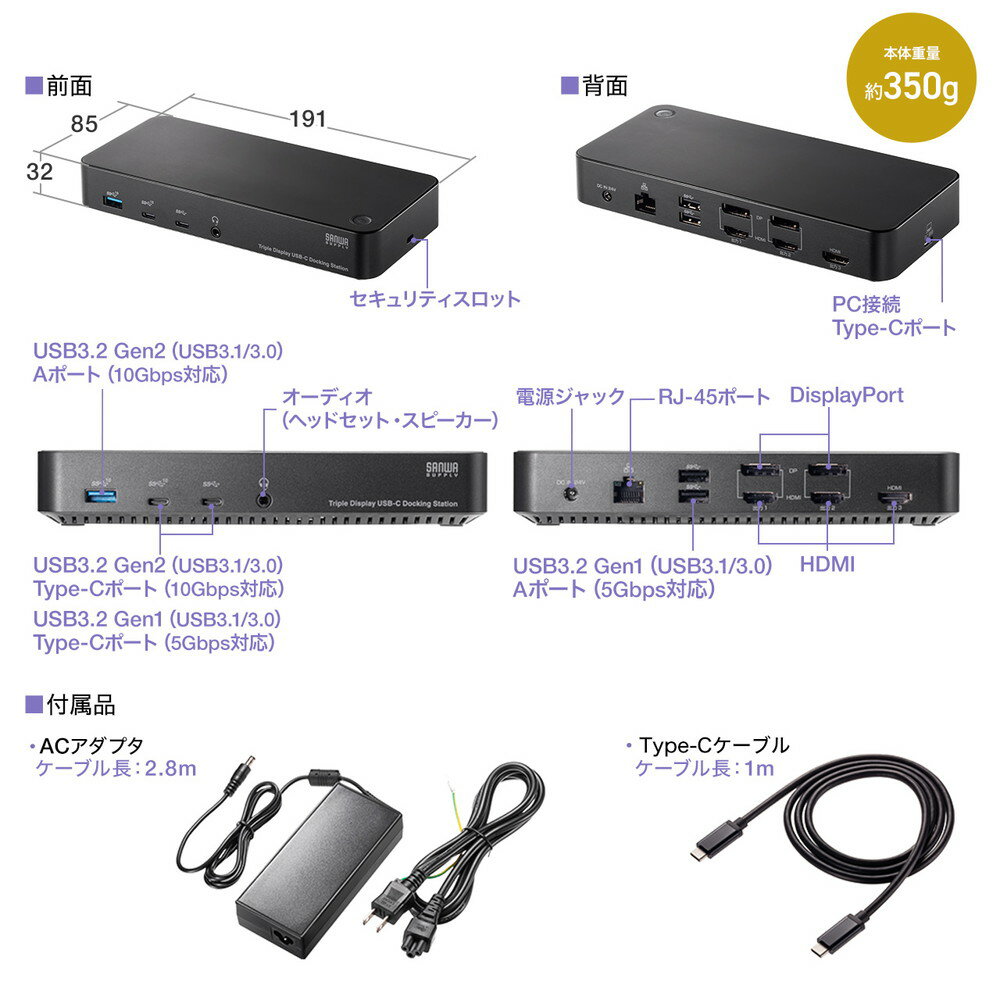 楽天市場】ドッキングステーション HDMI3画面対応 Type-C接続用 楽天市場】ドッキングステーション HDMI3画面対応 Type-C接続用
