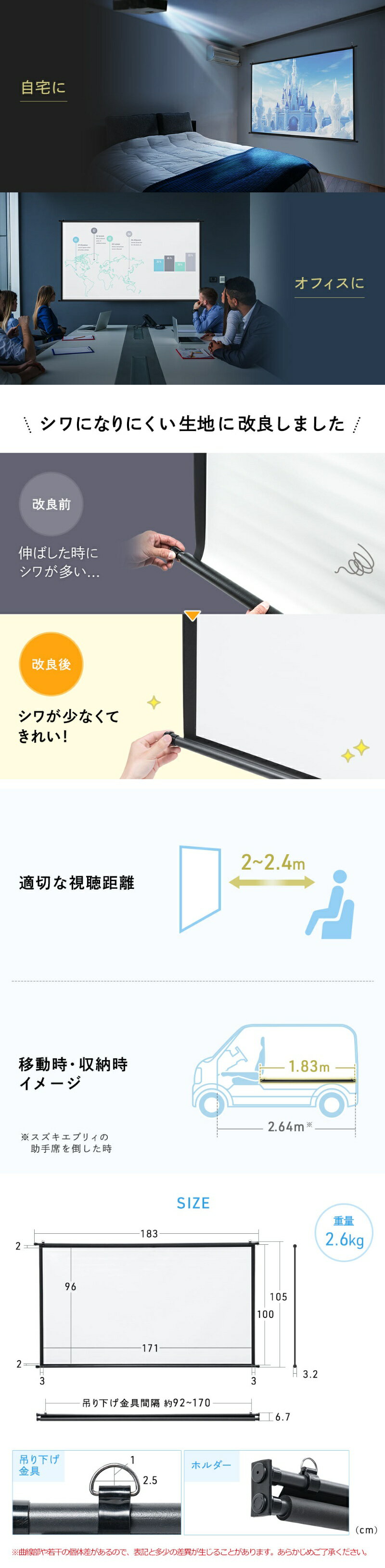 楽天市場】プロジェクタースクリーン 80インチ ワイド 壁掛け 楽天市場】プロジェクタースクリーン 80インチ ワイド 壁掛け
