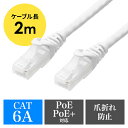 ツメ折れ防止LANケーブル カテゴリ6A 2m 柔らか爪タイプ 爪折れ防止カバー PoE対応 ホワイト EZ5-LAN6AN-02W【ネコポス対応】