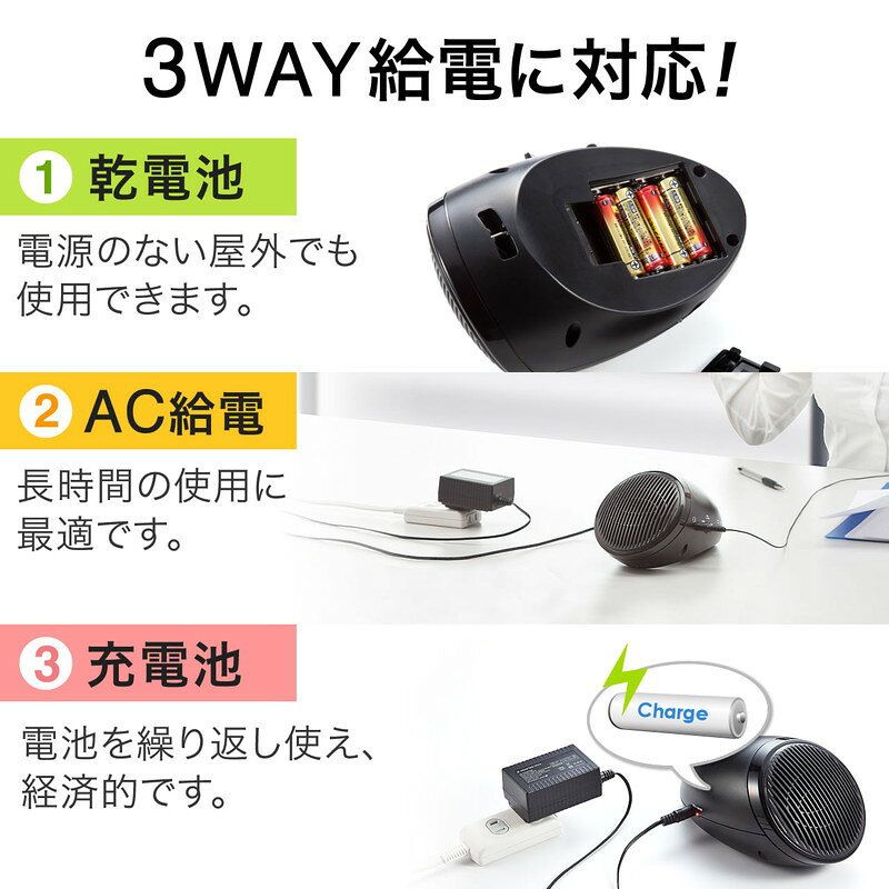 楽天市場】拡声器 20W 小型 マイク セット ハンズフリー AC電源 電池