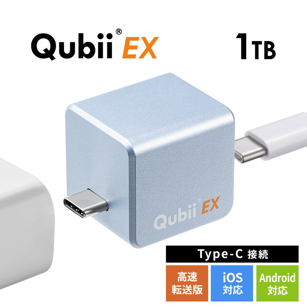 Qubii EX 1TB Type-C接続 メモリ内蔵タイプ PD60W 高速充電 iOS Android 自動バックアップ パソコン不要 iPad iPhone15対応 ブルー EZ6-IPLBC1TV