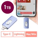 Lightning Type-C USBメモリ 1TB ピコナイザー Piconizer4 バイオレット iPhone Android 対応 Mfi認証 バックアップ iPad USB 10Gbps EZ6-IPLUC1TV