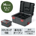 工具箱 セミクリア蓋付き 大容量収納 両開き 仕切り付き 持ち運び便利 ツールボックス Mサイズ グレー EZ2-TBOXM001DGY