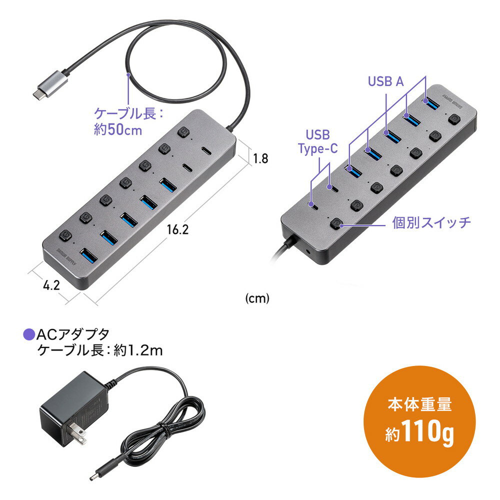 楽天市場】USBハブ 7ポート Type-C ACアダプタ付 USB充電器 楽天市場】USBハブ 7ポート Type-C ACアダプタ付 USB充電器