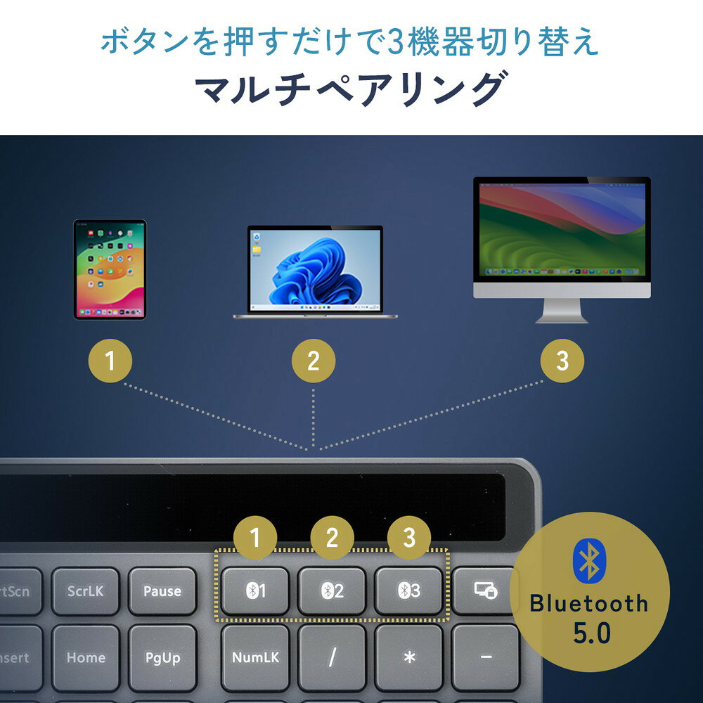 楽天市場】ソーラー充電 Bluetoothキーボード パンタグラフ 静音