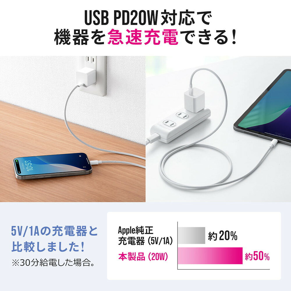 USB-C充電器 AC充電器 PD20W 急速充電 超小型 コンパクト PSE取得 iPhone iPad ス...