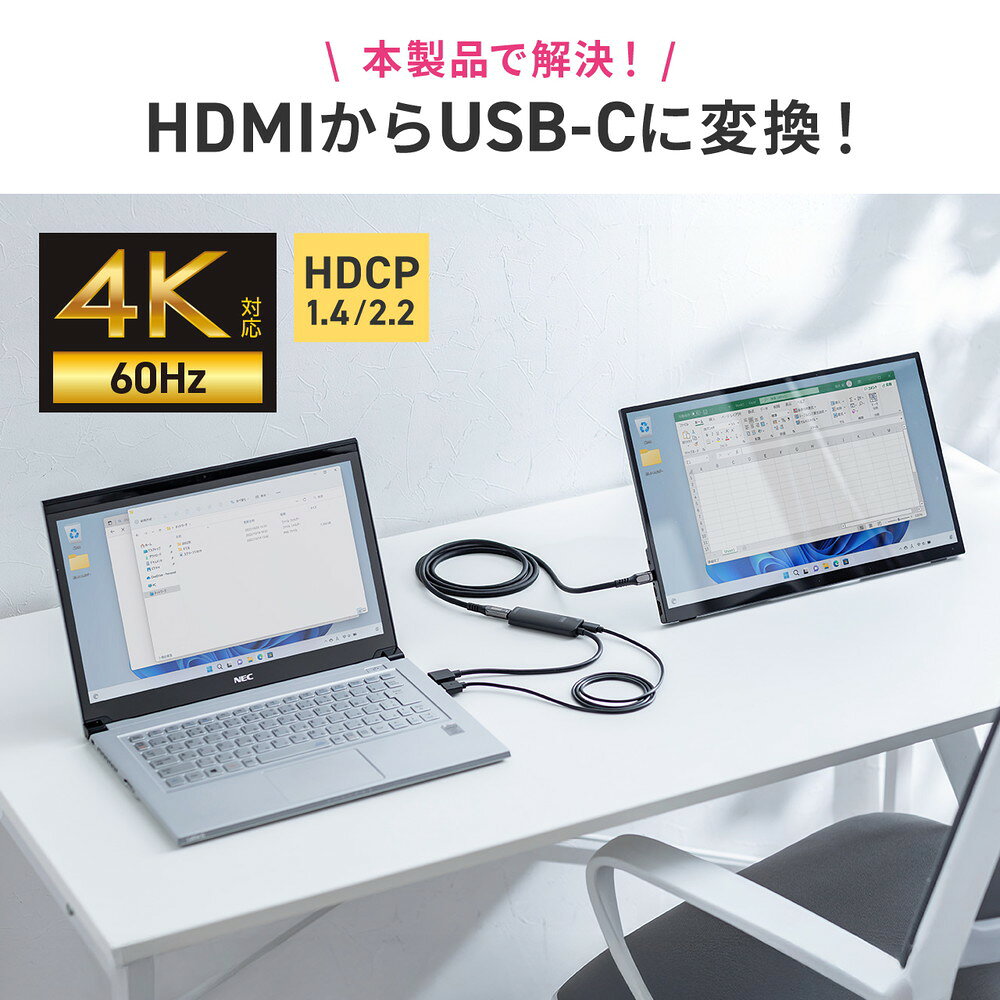 楽天市場】HDMI to USB-C 変換アダプタ 4K/60Hz ケーブル長20cm AR