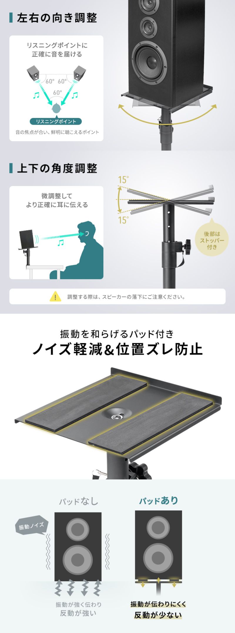 楽天市場】スピーカースタンド クランプ式 卓上タイプ 金属製で安定 高