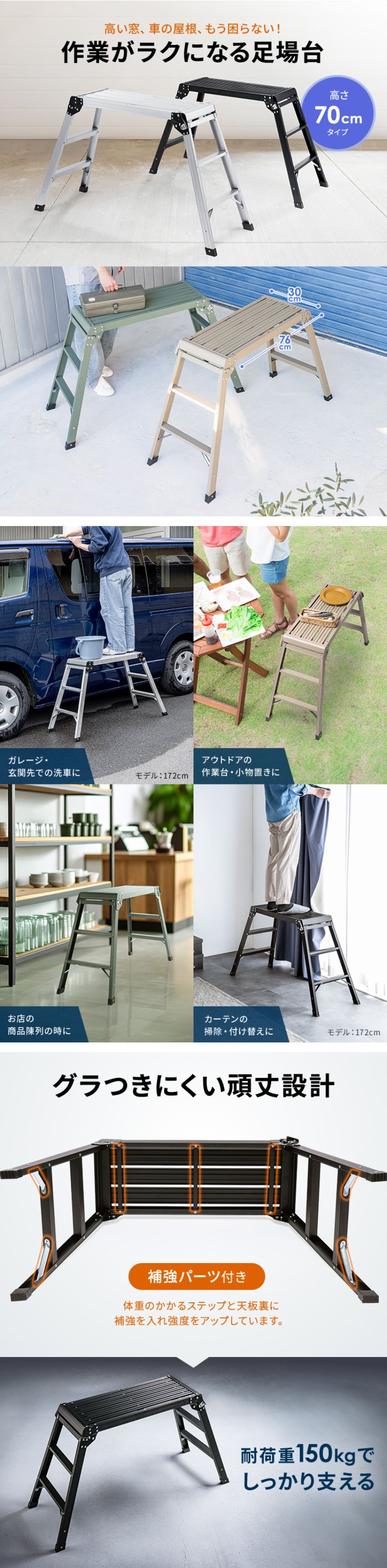 楽天市場】【最大1000円OFFクーポン配布中】足場台 脚立 洗車台 3段 高