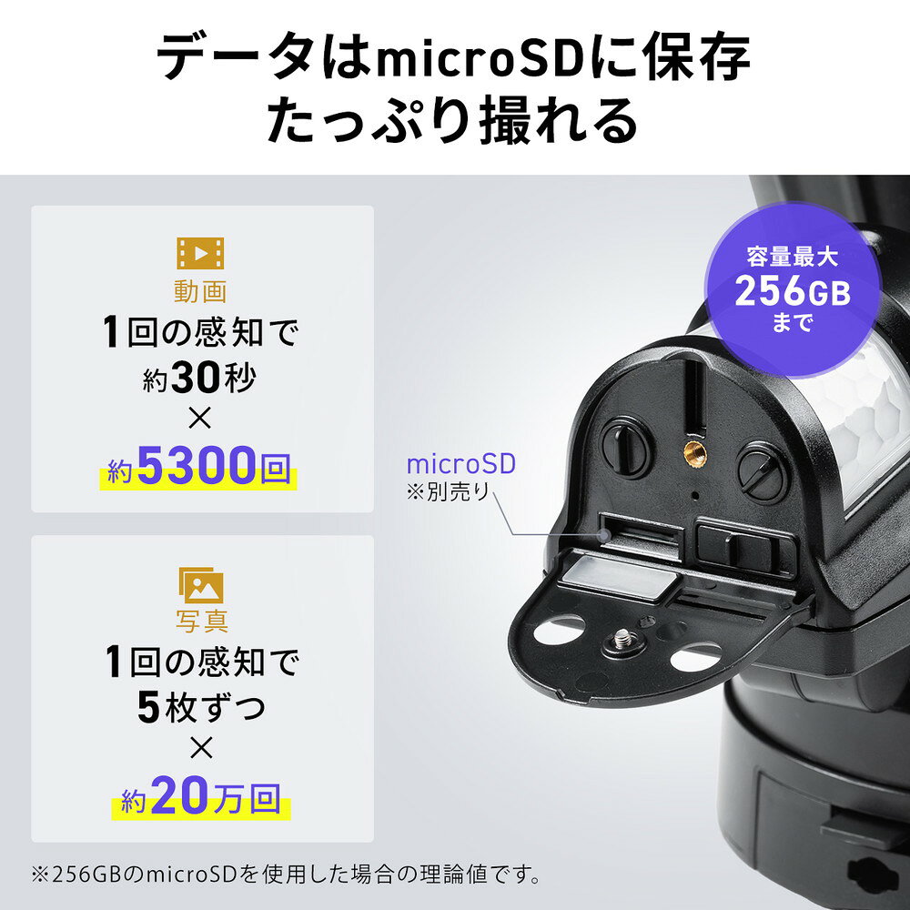 楽天市場】センサーライト 録画機能付き カメラ搭載 2000ルーメン 人感