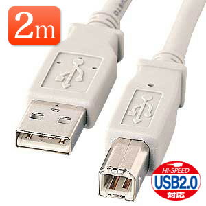 USBケーブル 2m ライトグレー USB2.0対応 EZ5-USB002【ネコポス対応】