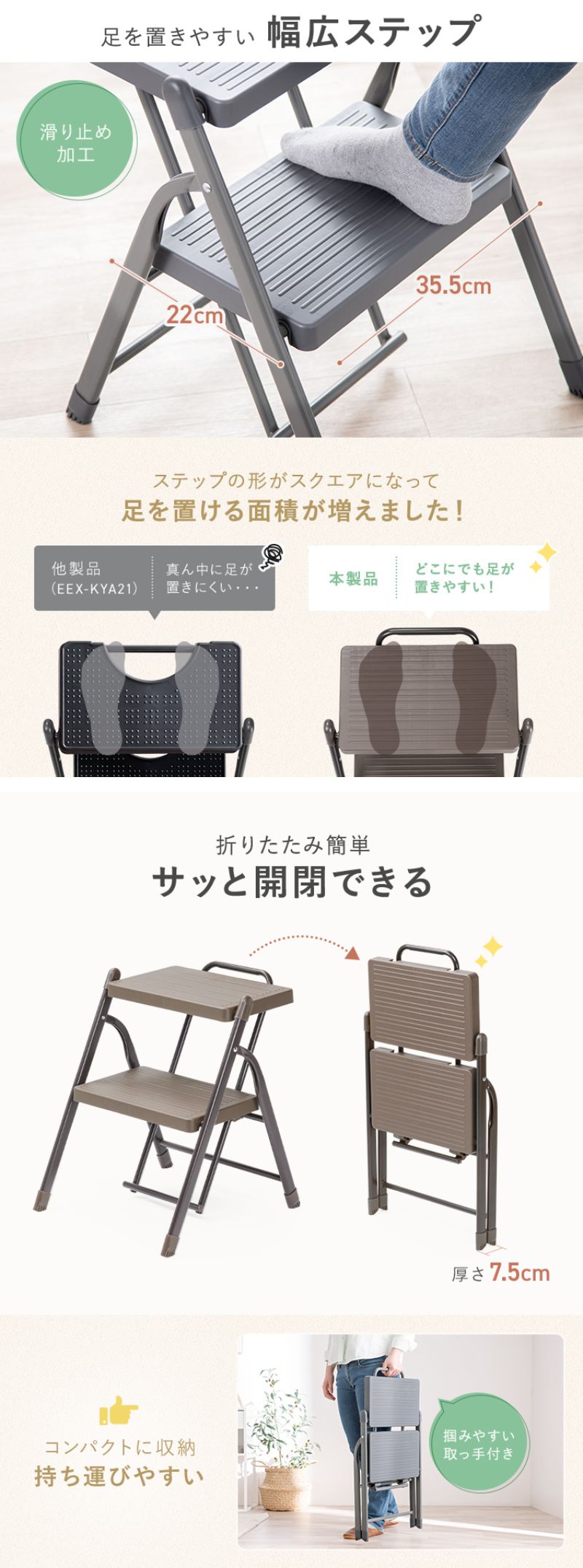 楽天市場】【期間限定セール 11/1まで】脚立 2段踏み台 折りたたみ 耐