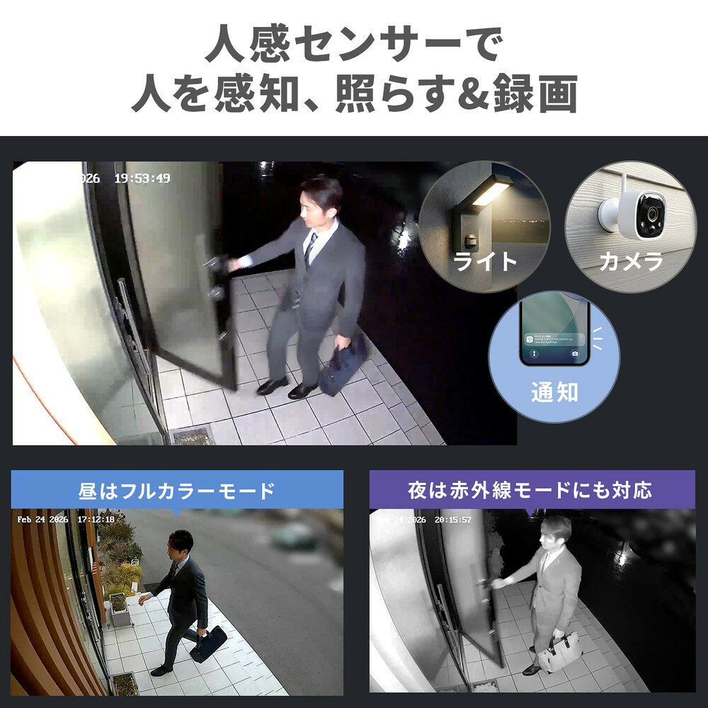 楽天市場】防犯カメラ 屋外 ソーラー センサーライト ワイヤレス