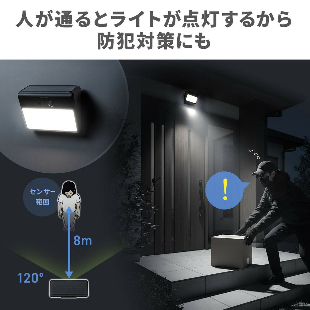 楽天市場】防犯カメラ 屋外 ソーラー センサーライト ワイヤレス
