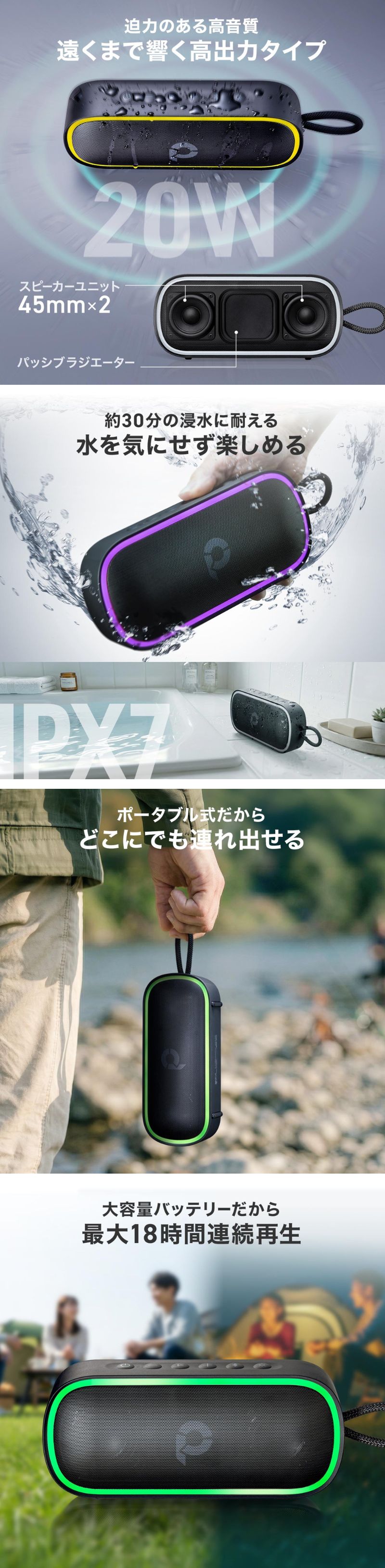 ☆BluetoothスピーカーIPX7防水、28時間連続再生　2個セット 楽天市場】Bluetoothスピーカー 防水 IPX7 コンパクト 20W AUX microSD