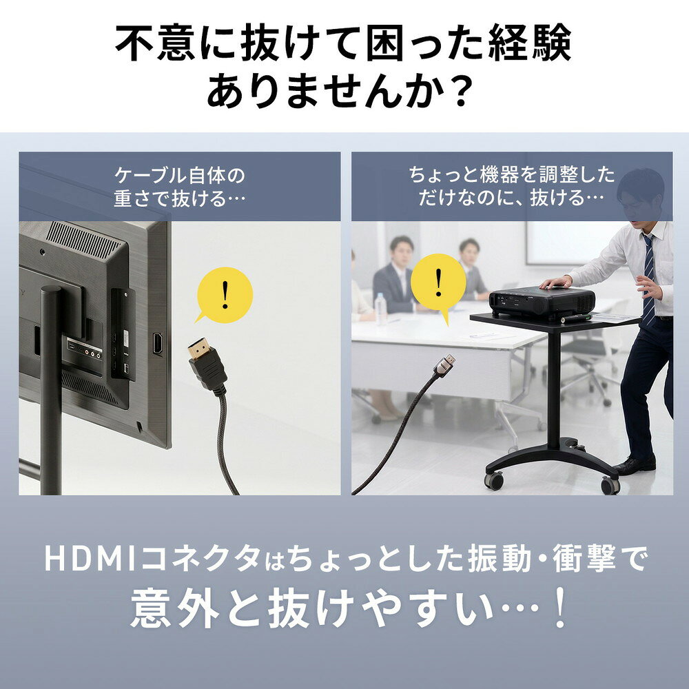 HDMIケーブル 抜け防止 フルHD 3D対応 ラッチ内蔵 ブラック EZ5-HDMI012