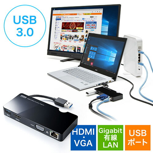 USB3.0ɥå󥰥ơ ǥץ쥤³ HDMI/VGA USBϥ/1ݡ ӥåб/ͭLAN Windows EZ4-HUB031