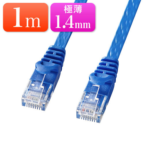 Cat6 フラットLANケーブル 1m カテゴリ