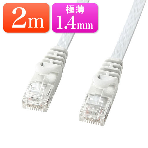 Cat6 フラットLANケーブル 2m カテゴリ