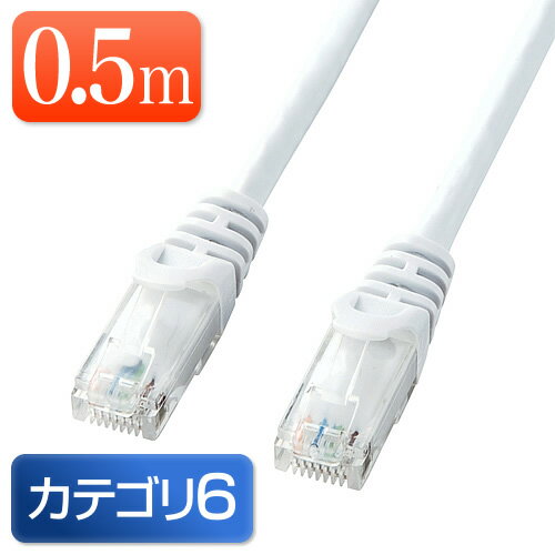 【最大3500円OFFクーポン 5/20まで】Cat6 LANケーブル 0.5m カテゴリー6 より線 ストレート ホワイト EZ5-LAN6Y005W【ネコポス対応】