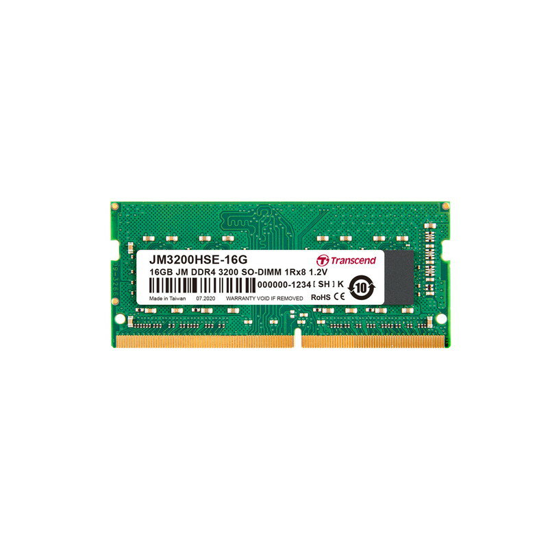 【最大3500円OFFクーポン 5/20まで】ノートパソコン用メモリ Transcend 16GB DDR4-3200 SO-DIMM JM3200HSE-16G【ネコポス対応】