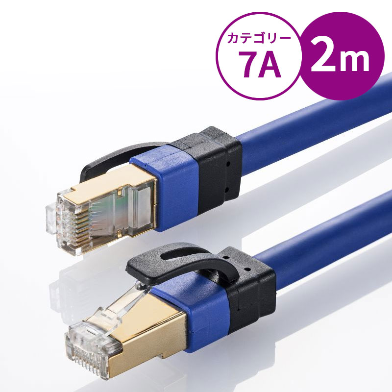 【最大2000円OFFクーポン配布中】【訳あり 新品】カテゴリ7A LANケーブル 2m ブルー KB-T7A-02BL サンワサプライ ※箱にキズ、汚れあり