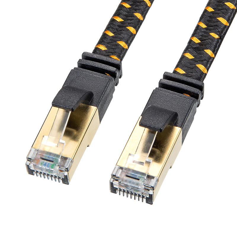 【最大2000円OFFクーポン配布中】【訳あり 新品】LANケーブル カテゴリ8 メッシュ フラット ブラック 40Gbps より線 STP 0.5m KB-T...