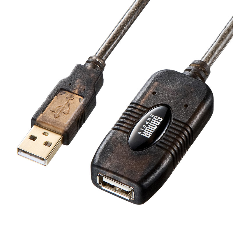 【訳あり 新品】USBアクティブリピーターケーブル USB2.0 5m延長 バスパワー ソフトウェア不要 ブラック KB-USB-R205N サンワサプライ ※箱にキズ、汚れあり