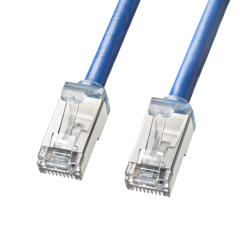 カテゴリ6A STP LANケーブル 超ショートブーツ ツメ折れ防止カバー CAT6A ブルー 1m KB-T6ASB-01BL サンワサプライ【ネコポス対応】