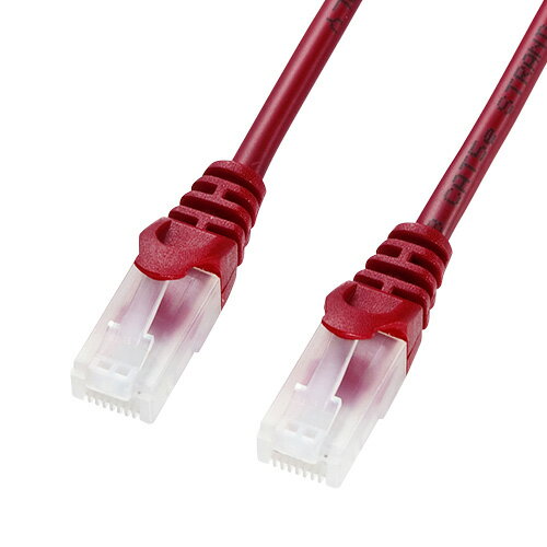 【最大2000円OFFクーポン配布中】【訳あり 新品】ツメ折れ防止LANケーブル Cat5e 2m レッド LA-Y5TS-02R サンワサプライ ※箱にキズ、...