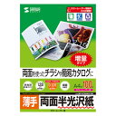 半光沢紙 カラーレーザー用 薄手 A4 100シート LBP-KCNA4N-100 サンワサプライ【ネコポス対応】