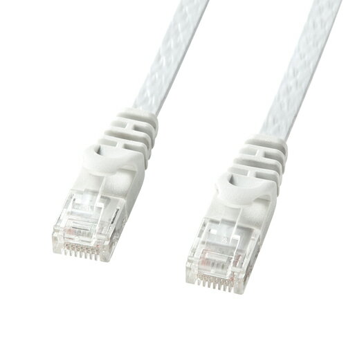 【最大2000円OFFクーポン配布中】【訳あり 新品】CAT6LANケーブル フラット 1m ホワイト LA-FL6-01W サンワサプライ ※箱にキズ、汚れあ...