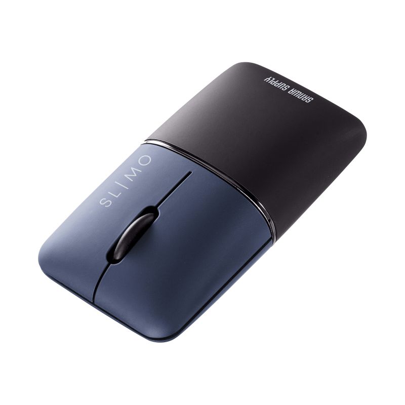 モバイルマウス SLIMO Bluetooth スリム 軽量 静音 収納できる充電ケーブル ワイヤレスマス ネイビー MA-BBS310NV サンワサプライ