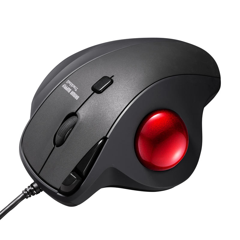 【最大2000円OFFクーポン配布中】【訳あり 新品】有線トラックボール 静音 5ボタン 親指操作タイプ エルゴノミクス MA-TB184BK サンワサプライ ...
