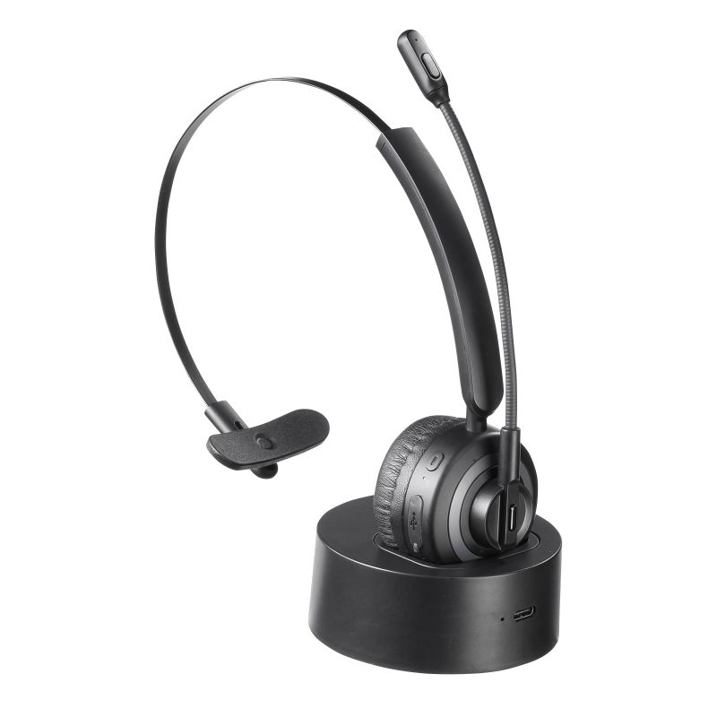 Bluetoothヘッドセット ノイズキャンセル機能 片耳タイプ Bluetooth 5.1 USB充電 連続通話18時間 音量ボタン ミュートボタン 充電クレードル付き MM-BTMH66BK サンワサプライ