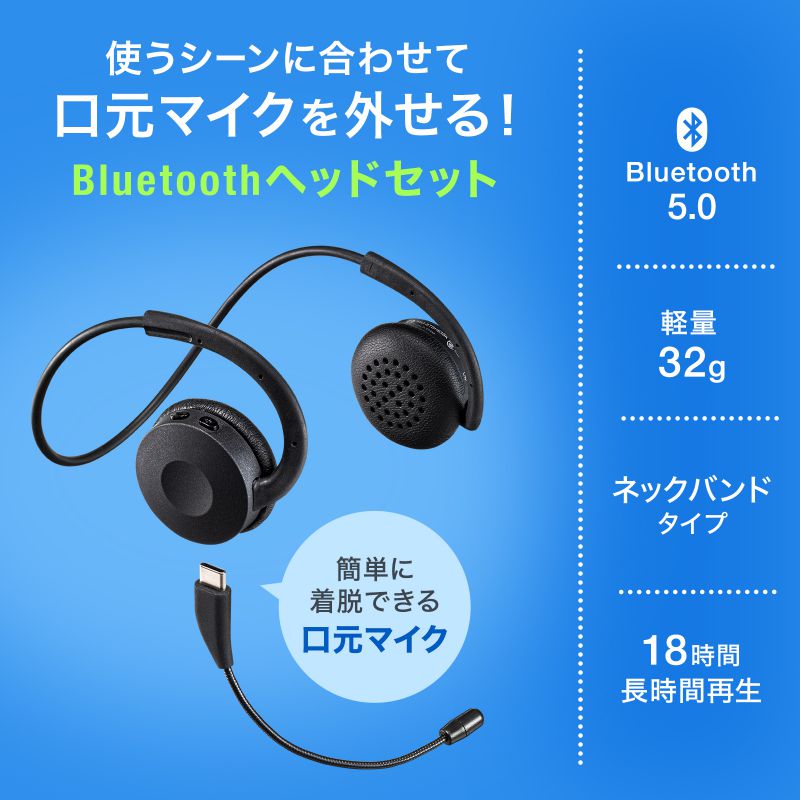 【ランク別最大P10倍＆最大3000円OFFクーポン】【訳あり 新品】Bluetoothヘッドセット 両耳 ヘッドバンドタイプ 外付けマイク付き MM-BTSH63BK サンワサプライ ※箱にキズ、汚れあり 2