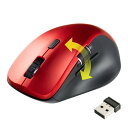 【訳あり 新品】ワイヤレスマウス 横スクロール サイドホイール 乾電池式 マルチペアリング 静音 ワイヤレス DPI切替 レッド MA-WBS524R サンワサ...