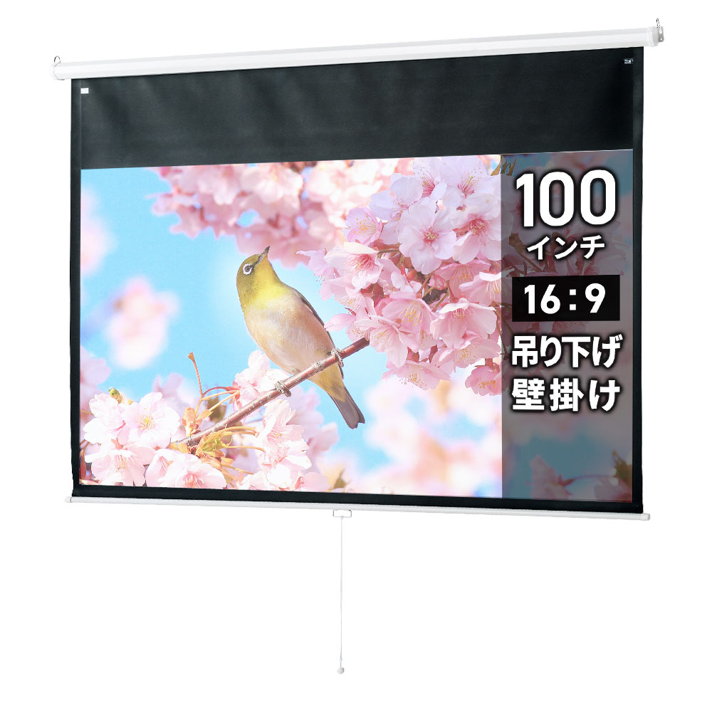 【最大3500円OFFクーポン 5/20まで】【訳あり 新品】プロジェクタースクリーン100インチ 16.9 吊り下げ 壁掛け 収納 大型 PRS-TS100HD サンワサプライ ※箱にキズ、汚れあり