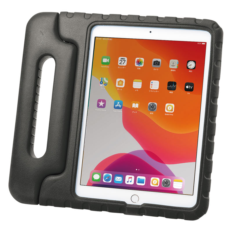 タブレットケース iPad 10.2インチ用 第7世代 衝撃吸収 セミハード 子供用 ハンドル ブラック PDA-IPAD1605BK サンワサプライ