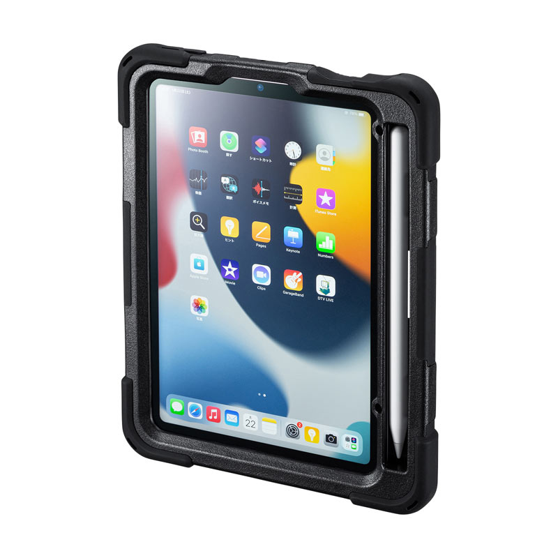 【訳あり 新品】iPad mini耐衝撃ケース ハンドル、スタンド、ショルダーベルト付き PDA-IPAD1817BK サンワサプライ ※箱にキズ、汚れあり
