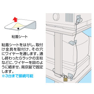 金具を両面テープでパソコンなどに貼り付けるだけの簡単ロックタイプの、セキュリティーロックシステム SL-022K サンワサプライ esupply-10004598 イーサプライ 楽天市場店 サンプル画像3