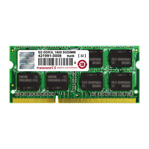 Transcend 8GB ノートPC用増設メモリ 低電圧 PC3-12800 DDR3L-1600 TS1GSK64W6H【ネコポス対応】