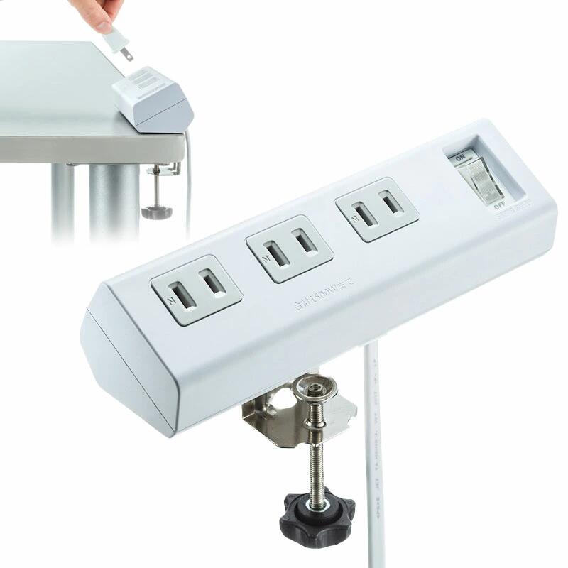 【最大2000円OFFクーポン配布中】【訳あり 新品】タップ クランプ固定式 2P 3個口 3m デスク固定 ホワイト TAP-B53W サンワサプライ ※箱に...