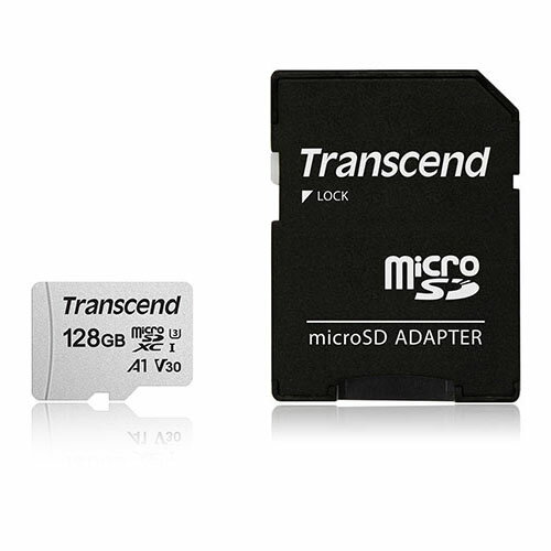 【最大3500円OFFクーポン 5/20まで】Transcend microSDXCカード 128GB Class10 UHS-I V30 SD変換アダプタ付き TS128GUSD300S-A【ネコポス対応】