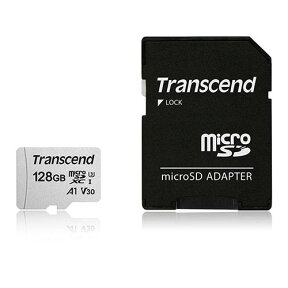 【最大3000円OFFクーポン配布中】Transcend microSDXCカード 128GB Class10 UHS-I V30 SD変換アダプタ付き TS128GUSD300S-A【ネコポス対応】