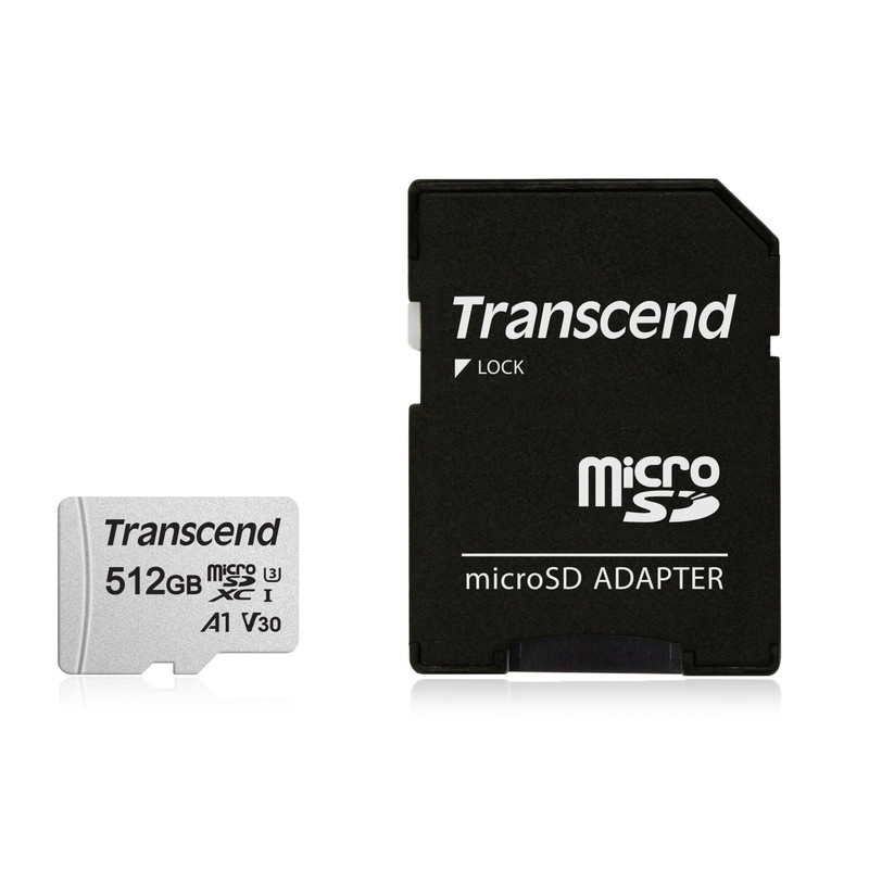 【最大3500円OFFクーポン 5/20まで】microSDXCカード Transcend 512GB Class10 UHS-I U3 UHS-I U1 V30 A1 SD変換アダプタ付き TS512GUSD300S-A【ネコポス対応】