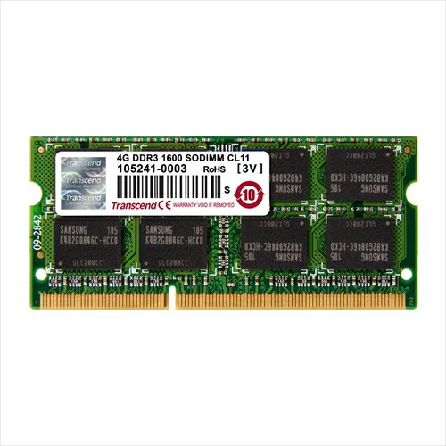 Transcend ノートPC用増設メモリ 4GB DDR3-1600 PC3-12800 SO-DIMM TS512MSK64V6N 【受注発注品】【ネコポス対応】